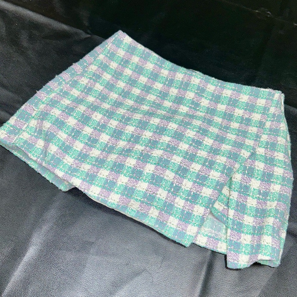 Zara Pastel Checkered Skirt in Mint and Lavender